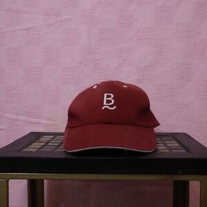B Logo Red Baseball Cap
